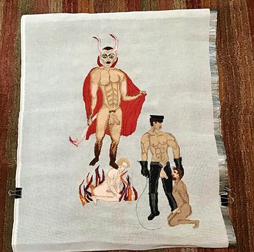 纽约刺绣艺术家领受天主恩典 用丝线创作迷人酷儿与BDSM禁忌图样-NICEOLO