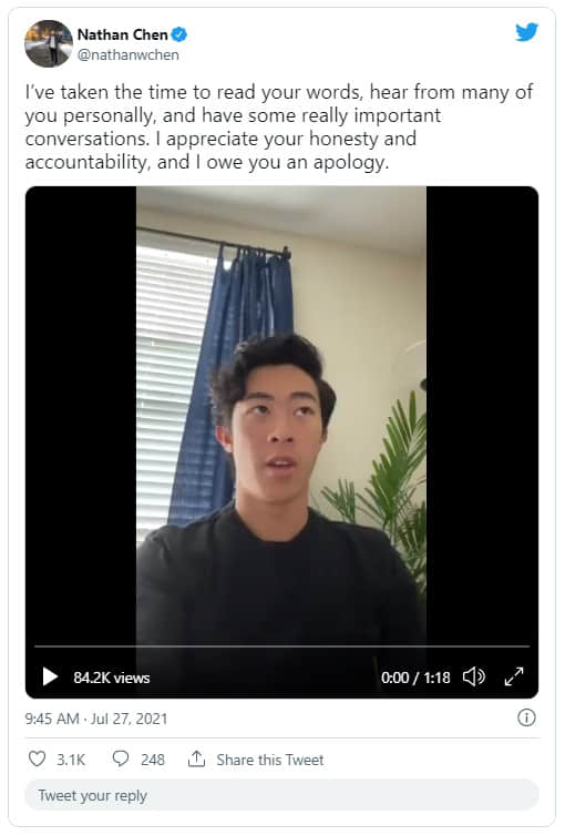 运动不分性别!花式滑冰选手 Nathan Chen 为恐同言论道歉-NICEOLO