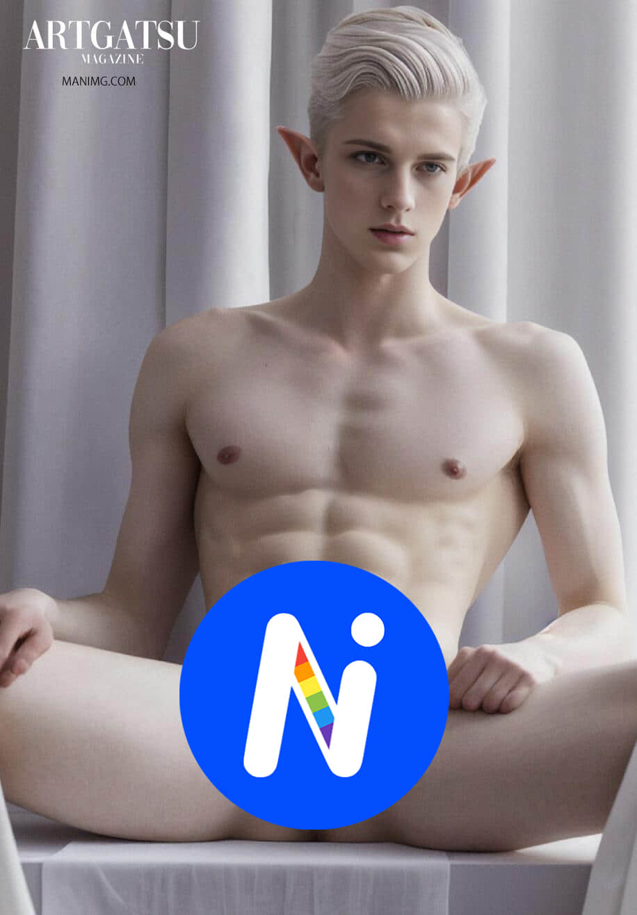 ART GATSU MAGAZINE Noo. 1 AI HUNK White Elf Naked Issue-NICEOLO